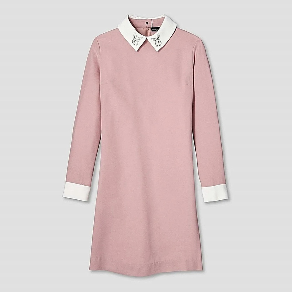 Victoria Beckham Blush Bunny Collar Dress Pink Various Plus 1X